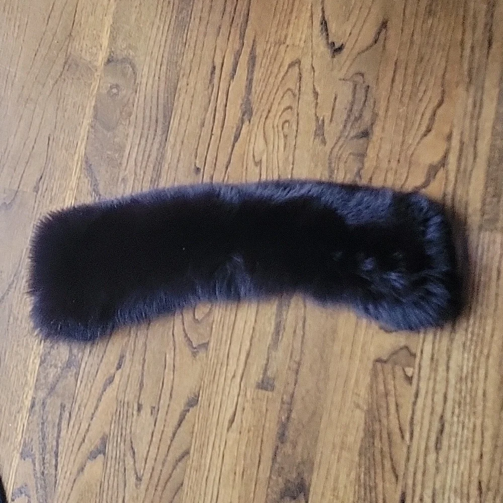 Black Fox Genuine Fur Detachable Jacket Coat Button Collar 23